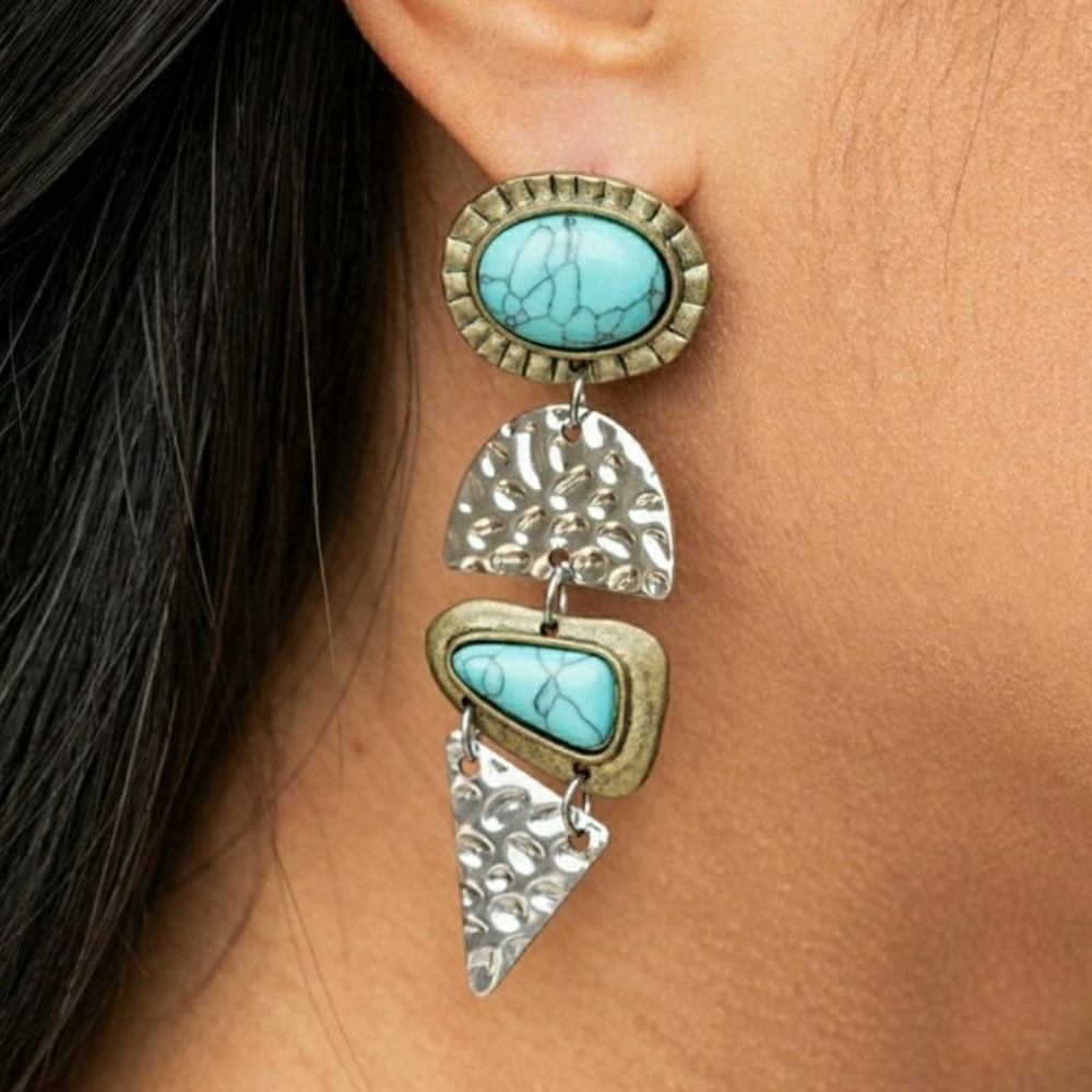 Turquoise and Silver Statement Earrings